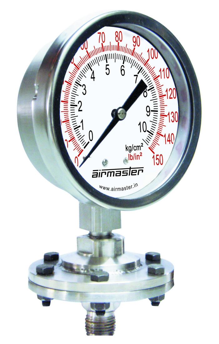 Compound Pressure Vacuum Gauge Glycerine Filled 63mm 1/+10 Bar 30*Hg/+150 PSI 