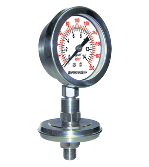 1/+10 Bar 30*Hg/+150 PSI Compound Pressure Vacuum Gauge Glycerine Filled 63mm 